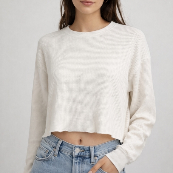 TNA Tops - TNA /ARITZA WHITE WAFFLE TOP SIZE SMALL